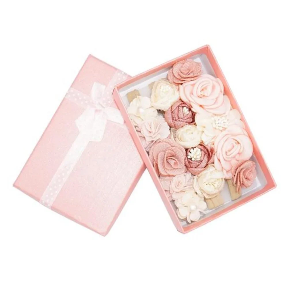 Baby girl flower headbands set nylon elastic bows infant newborn toddler girls